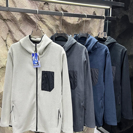 Outdoor Pine Pattern Knitted Fce Hoodie Breathable Men Women Sweatirt Casual Sle Stand Fit Long Sve Zipper ...