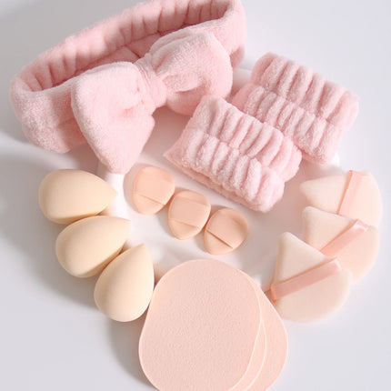 15 件套 Cosmetic Puff Makeup Sponge Blender Beauty Egg Foundation Sponges Puff Wash Face Headband Wristband Make up Accessories
