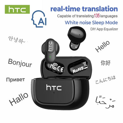 HTC NE51 TWS Wireless Earbuds Bluetooth 6.0 AI Translator ENC Noise Cancelling IPX5 Waterproof 14.2mm HiFi Stereo Headphones