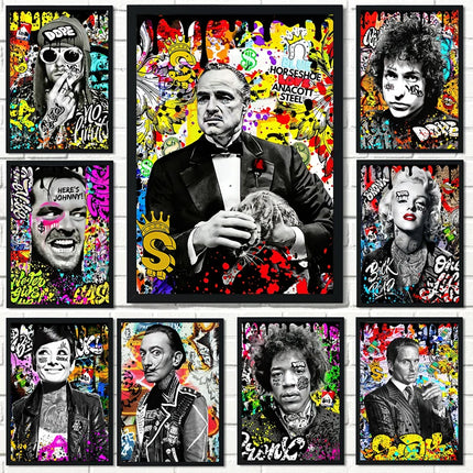Graffiti Pop Artwork Famous Portrait Canvas Painting Posters Street Wall Art Picture for Living Room Home Decoration
