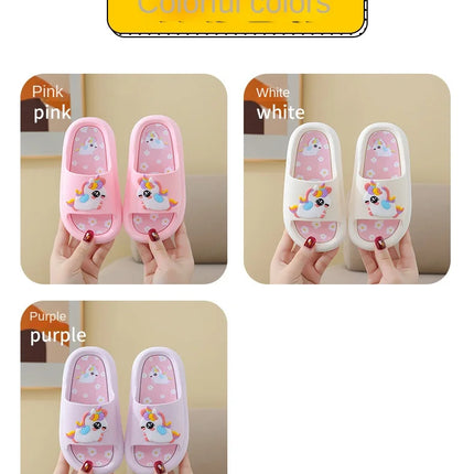 Summer Cartoon Children's Slippers Girl Unicorn Slipper Kids Cute Indoor Home Bathroom Shoes Boy Dinosaur Flip Flops Einhorn