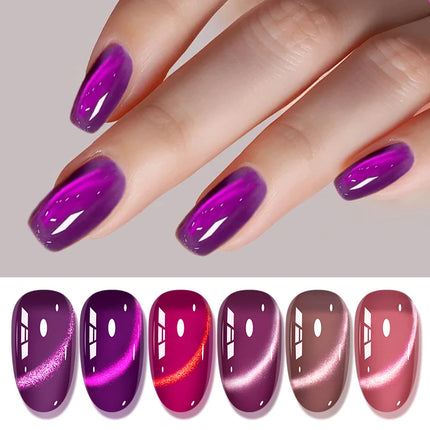 Grape Purple Cat Magnetic Gel Nail Polish Jelly Glass Beads Effect Magnetic Semi Permanent Soak Off UV Gel Varnish Nail Supplies