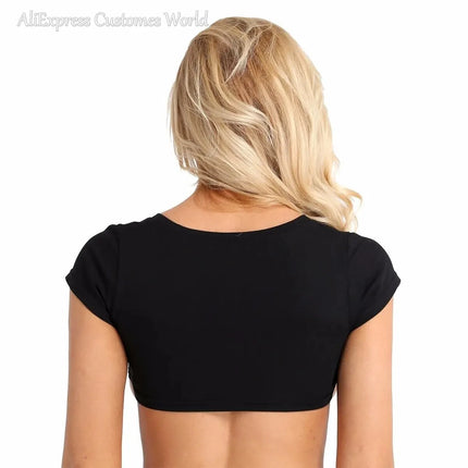 Sexy Women T-shirt Vest Bra Cotton Underboob Crop Fun Top Cut Out Short Tank Print Yes Daddy Cosplay Costume Short Top Sleeve