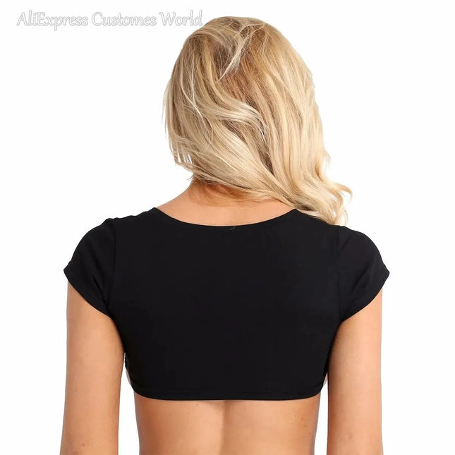 Sexy Women T-shirt Vest Bra Cotton Underboob Crop Fun Top Cut Out Short Tank Print Yes Daddy Cosplay Costume Short Top Sleeve