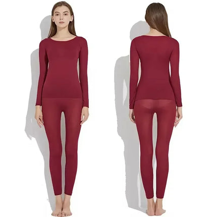 Women Traceless Thermal Underwear Set Unisex Intimate Pajamas Ultra-thin Winter Constant Temperature Long Sleeve Lingerie 2 Piec