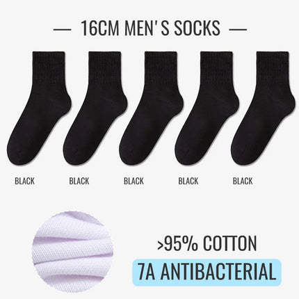 MiiOW 100% Pure Cotton Socks Men Business Dress White Black Long Sock Deodorant Antibacterial Sports Sock Running Short Sock