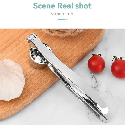 Garlic Press Anti-Skid Thickened Garlic Clip Multifunctional Zinc Alloy Stainless Steel Manual Pull Type Garlic Punch