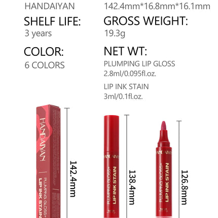 Lip Pencil Liquid Liner Double Head 2in1 Waterproof Tint Nude Oil Plump Gloss Mirror Lasting Moisturizing