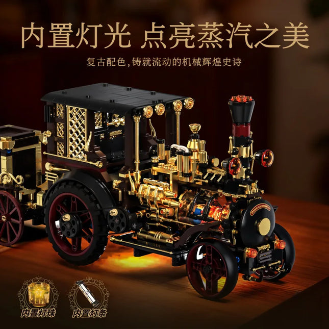 New Arrival MOC Retro Mechanical Steam Car 3D Construction Educational Building Blocks Set Toys Adults Kids Holiday Gifts Boys
