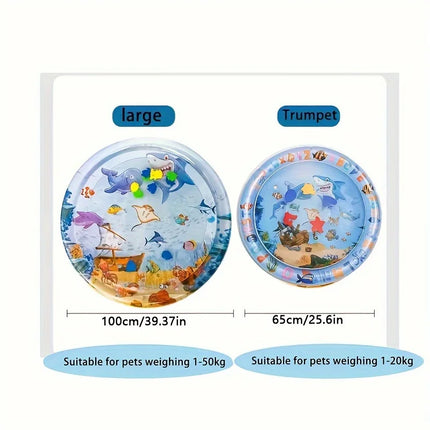 Cat Water Mat Sensory Water Playmat, Anti-Scratch Design Pet Water Mat for Bored Indoor Cats, Cat Interactive Toys with Inflator