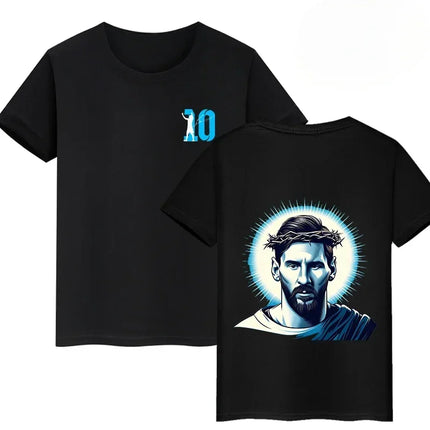 Summer Cotton Children's T-shirts Brand Sport Double-sided Messi Print Short-sleeve Casual Fashion Boys Girls Tee Top Kid Clothing