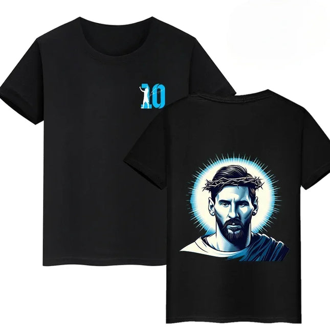 Summer Cotton Children's T-shirts Brand Sport Double-sided Messi Print Short-sleeve Casual Fashion Boys Girls Tee Top Kid Clothing