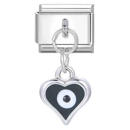 2025 New Vintage Devil Eye Blue Heart Italian Charms Link 9mm Golden Modular Bracelet Stainless Steel DIY Gift Jewelry Wholesale