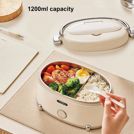 60W Electric Lunch Box Portable 1200ml Water-free Keep Warm Lunch Box Office 304 Stainless Steel Rapid Food Heating Tool