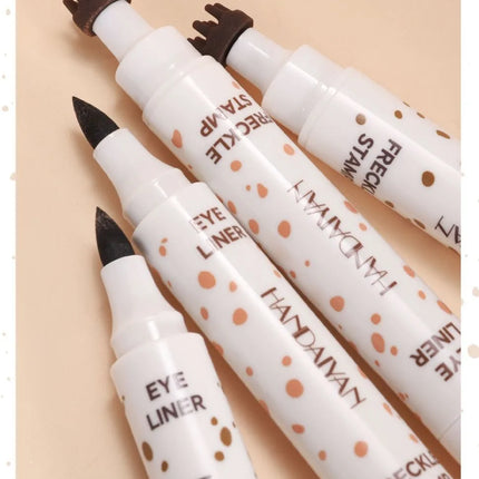 3 in 1 Natural Simulation Freckle Stamp Pen Waterproof Easy Color Freckle Dot Pen Face Fake Freckles Eyeliner Lasting Makeup