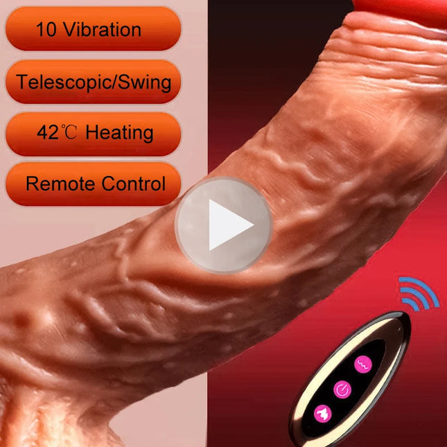 Realistic Dildo Vibrator Sex Toys For Adult Women Telescopic Vibration Penis Cock Adult Sex Products Masturbator Anal Plug 18
