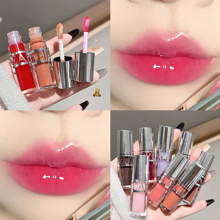 Cappuvini Peach Jelly Water Light Glass Gloss Lip Gloss Lasting Non-stick Waterproof Lip Plumping Moisturizing Lipgloss Makeup