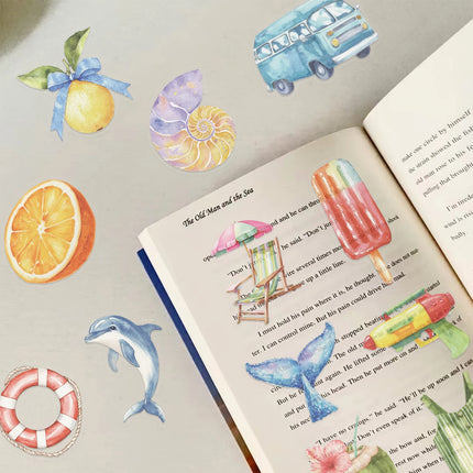 50/100PCS Summer Beach Refreshing Series PET Stickers Luggage Notebook Water Cup Computer Label Stickers