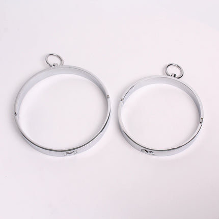 Metal Handcuffs Ankle Cuff with Chain Bondage Collar Restraint Shackles Set BDSM Handcuffs Steel Collars Sex Tool Toys