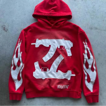 Y2K Winter Retro High Street Personalized Letter Printed Men's Hoodie Harajuku Gothic Punk Men's and Women's Sportswear Street