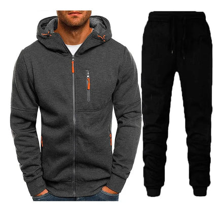 Men's 2 Piece Tracksuit Set Zip Up Hoodie & Joggers Running Sportswear Outdoor Training Suit Casual Fleece Sweatsuit