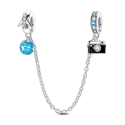 Blue Series 925 Sterling Silver Owl Butterfly Pirate Ship Car Beetle Clogs Charm Fit DIY Bracelet Necklace Fun Matching Gifts