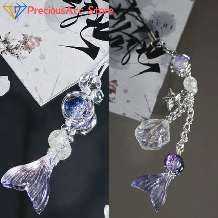 Game Love And Deepspace Rafayel Cosplay Couple Phone Chain Fish Tail Pendant Keyring Bag Keychain Jewelry Prop Accessories Gift