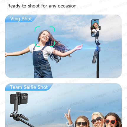1630mm/64in C17 Tripod Selfie Stick 360° Auto Rotation Shooting Quadruped Phone Stand Face Track Bluetooth Remote Control Tripie