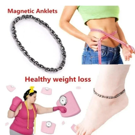Black Magnetic Black Gallstone Anklet Men Women Lymphatic Detoxification Magnetic Therapy Weight Loss Slimming Bracelet