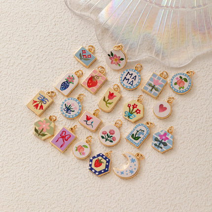 Popular DIY Color Accessories Pendant for Women's 12th Birthday Love Flower charms jewelry making
