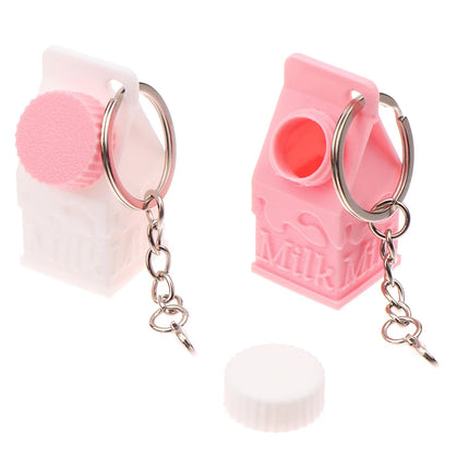 Milk Carton Keychain Pendant Mini Milk Carton Shape Pill Storage Box Portable Container Pendant For Backpack Handbag Keychain