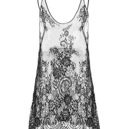 Lace Cut-Out Dress Nightdress Transparent See-Through Mesh String Breathable Ultra-Thin Underwear Home Sleep Bathrobe Clothing