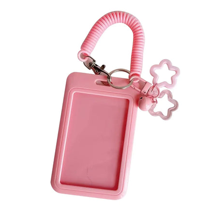 Cute Colorful ID Card Holder Clear Acrylic Star-Shaped Retractable Holder Keychain Design Keychain Holder Campus ID