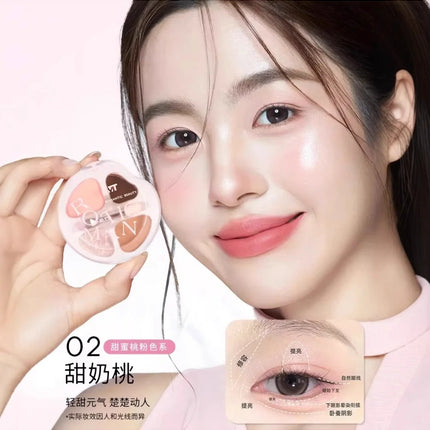 RMT Romantic Beauty Eye Shadow Silkworm Palette - Four Colors Matte Contouring & Brightening Eyeshadow Palette