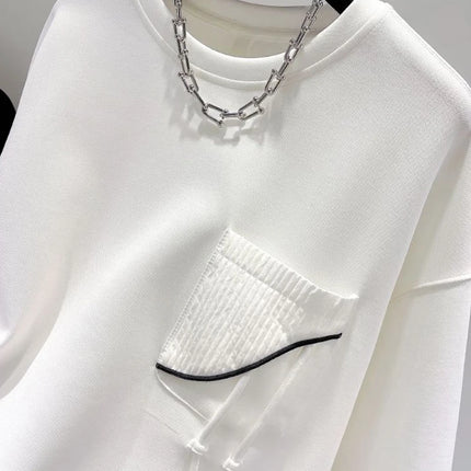 Korean fashion solid color hoodless sweatshirt women's spring and autumn new temperament loose thin niche design short top