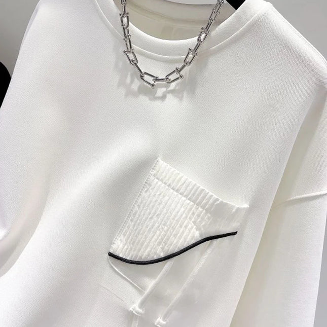 Korean fashion solid color hoodless sweatshirt women's spring and autumn new temperament loose thin niche design short top