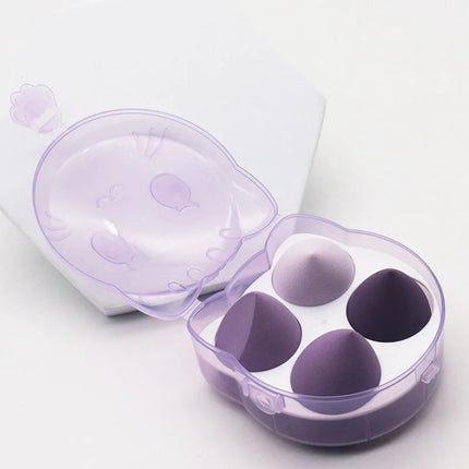 Ultra Soft Bear Beauty Blender 4pcs Set Makeup Sponge Dry Wet Use Water Activated Large Size Non-Powder Eating Puff