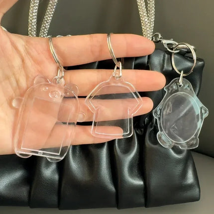 5/30Pcs Transparent Acrylic Keychains Lovely Blank Photo Frame DIY Pendant Fashion Versatile Keychains Couple Anniversary Gift