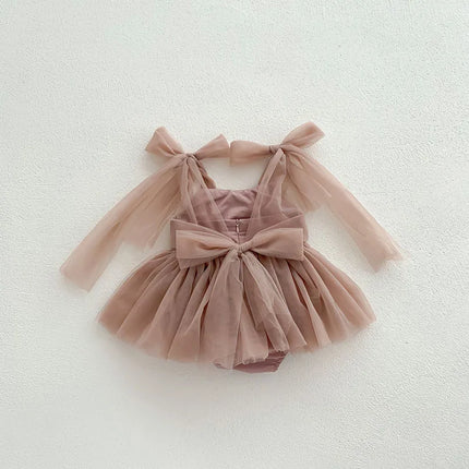 2024 Summer New Sleeveless Lace Bodysuit Infant Baby Girl Party Mesh Dress Infant Girls Princess Dress Jumpsuit