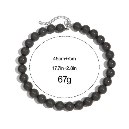 Boho Colorful Acrylic Big Ball Bead Chain Necklace Trendy Handmade Round Choker Necklaces for Women Man Statement Jewelry Gift