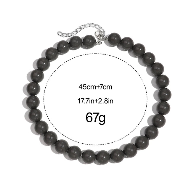 Boho Colorful Acrylic Big Ball Bead Chain Necklace Trendy Handmade Round Choker Necklaces for Women Man Statement Jewelry Gift