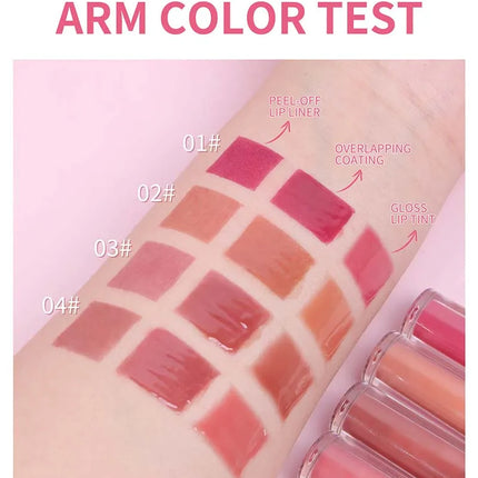 Double-headed Peel Off lip Tints/Stains Plump Lip Gloss Natural Waterproof Non Stick Cup Soft Nude Brown Tattoo Lip Liner Makeup