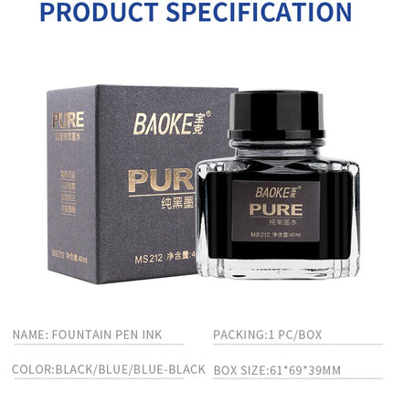 BAOKE 40ml Fountain Pen Ink Bottle Pigment Pure Pen Ink