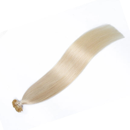 White Blonde 1001# Flat Tip Hair Extensions Keratin Human Hair Extension Fusion Hair 1x0.8cm Bond 12-24inch Non-Remy 1g/strand