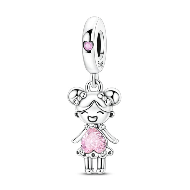 Original 925 Sterling Silver Bead Charms Girl Boy Pendant Fit Original Bracelet Necklace For Women DIY Accessories Jewelry Gift