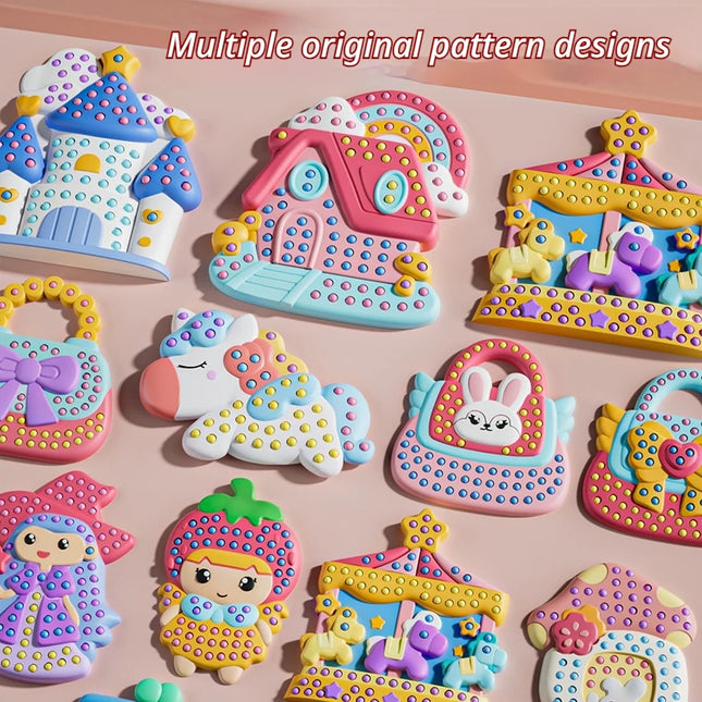 New Beads Pen Painting Handicraft Set for Kids Creative Handmade Sticker DIY Princess Rainbow Cake Keychain as a Gift for Kids