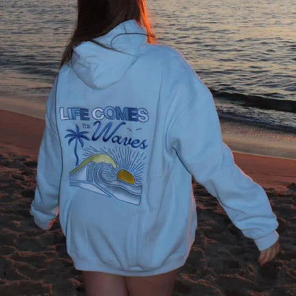 Combhasaki Women's Y2K Cute Loose Fit Sweatshirts Aesthetic Letter Embroidered Hooded Long Sleeve Oversized Pullover Casual Tops