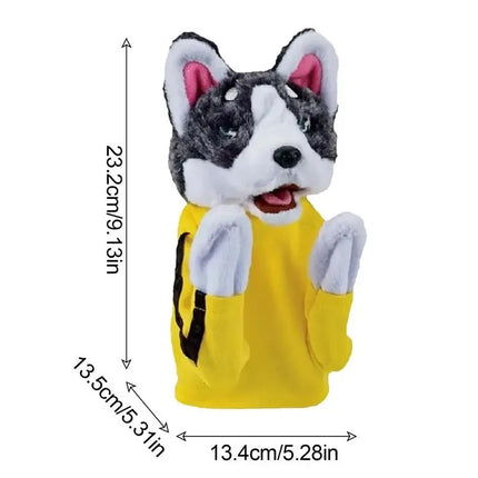 Kung Fu Animal Husky Gloves Dog Interactive Hand Boxing Puppet Finger Battle Sound Plush Doll Kid Toy Birthday Gift 1/2 PCS