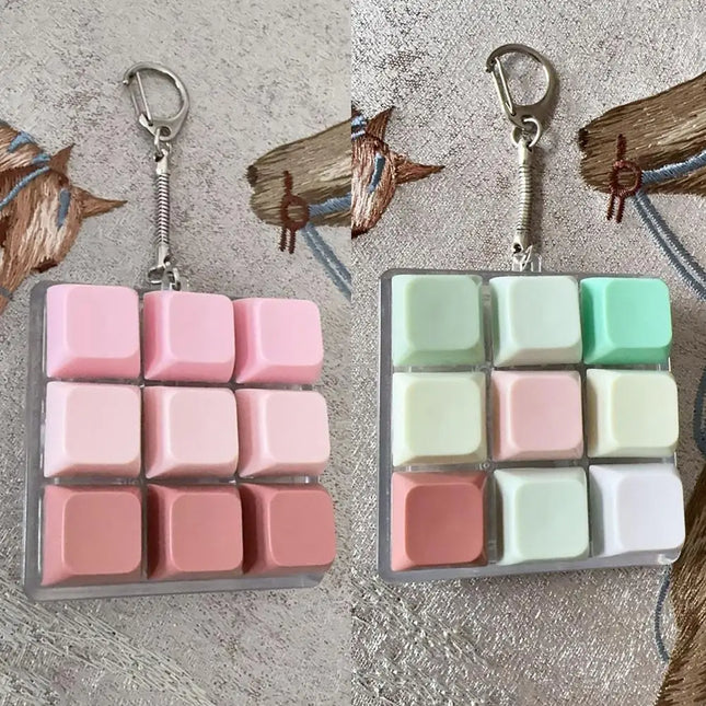 Keyboard Keycap Fidget Keychain Macaron Crystal Clicker Toy Stress Relief Fingertip Gadget,Decompression Keys Button for Adult