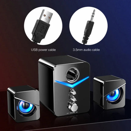 Black Upgrade Bluetooth Wired Dual Mode Surround Bass Stereo Sound Speaker for Desktop Laptop TV